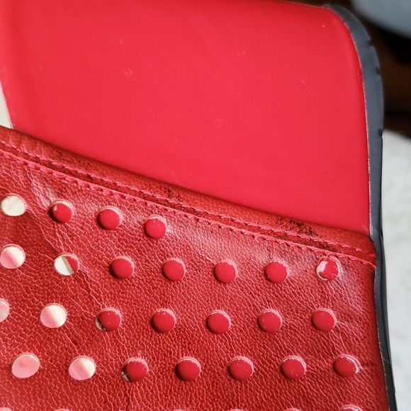 Kenneth Cole Reaction Leather Red Wedge Peep Toe Slingback Sandals SIZE: 10M - Picture 12 of 16